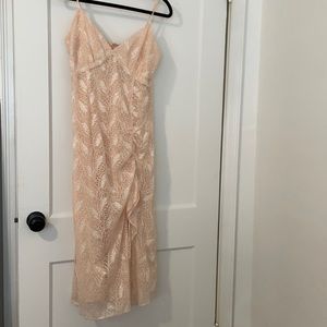 Peach Semi-Formal Side Slit Dress